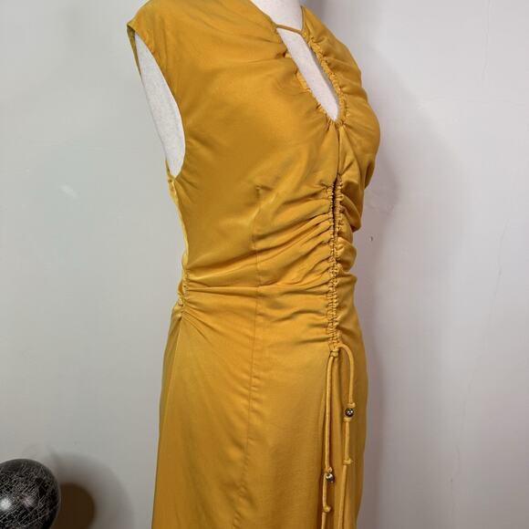 Altuzarra Kaya Asymmetric Cutout Satin Midi Dress Size 10 Modern Ruched $1525 - Picture 8 of 15